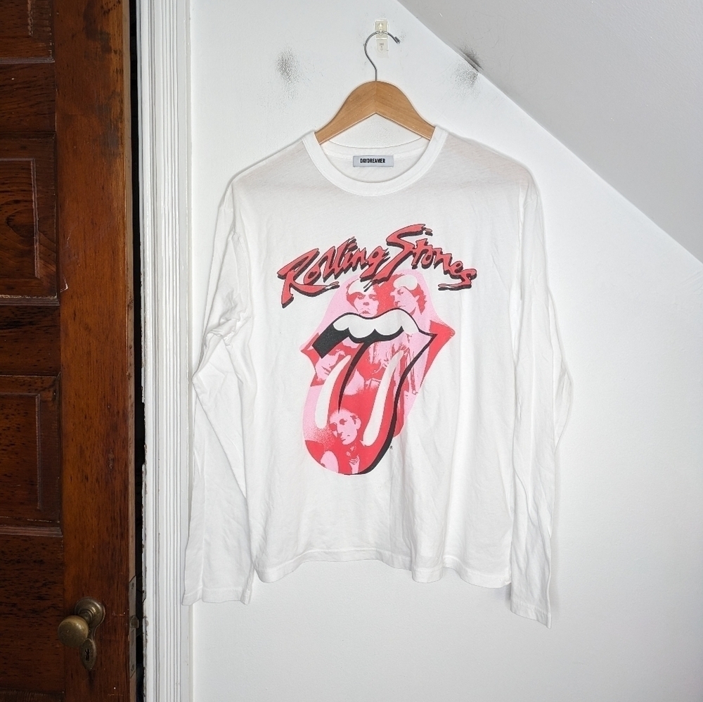 DAYDREAMER Rolling Stones Lick Long Sleeve Graphic Band Crew Tee NEW Size XS